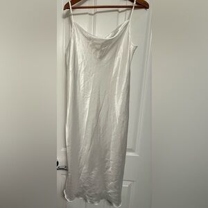 SHEIN White Satin Cowl Neck Slip Dress Large
